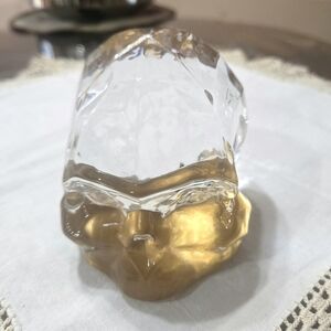 NUDE Glass Art Sculpture in Clear and Amber